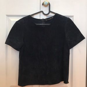 Navy Blue Suede Zara Shortsleeve Top